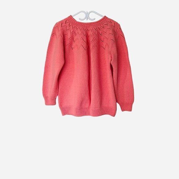 𝅺hand Knitted Pullover-Lace Yoke Pattern-Knit Sweater-Lace Knit sweater. Large - Picture 2 of 4